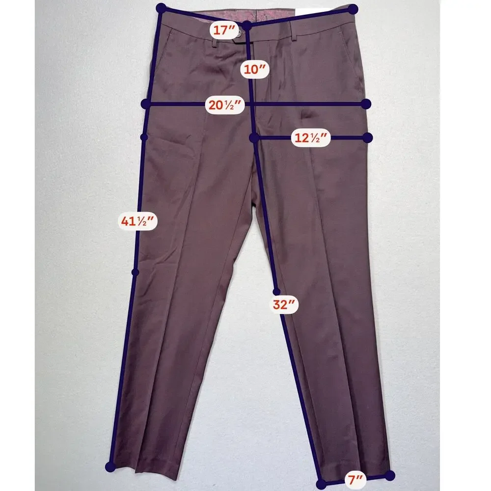 Ted Baker Men's Modern-Fit Stretch Wool-Blend suit pants Red 33x32 $200